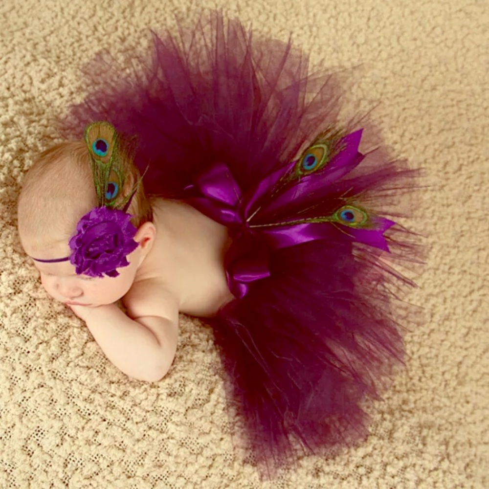 ‼️SOLD‼️Peacock Purple Tutu Baby Girl Photo Prop